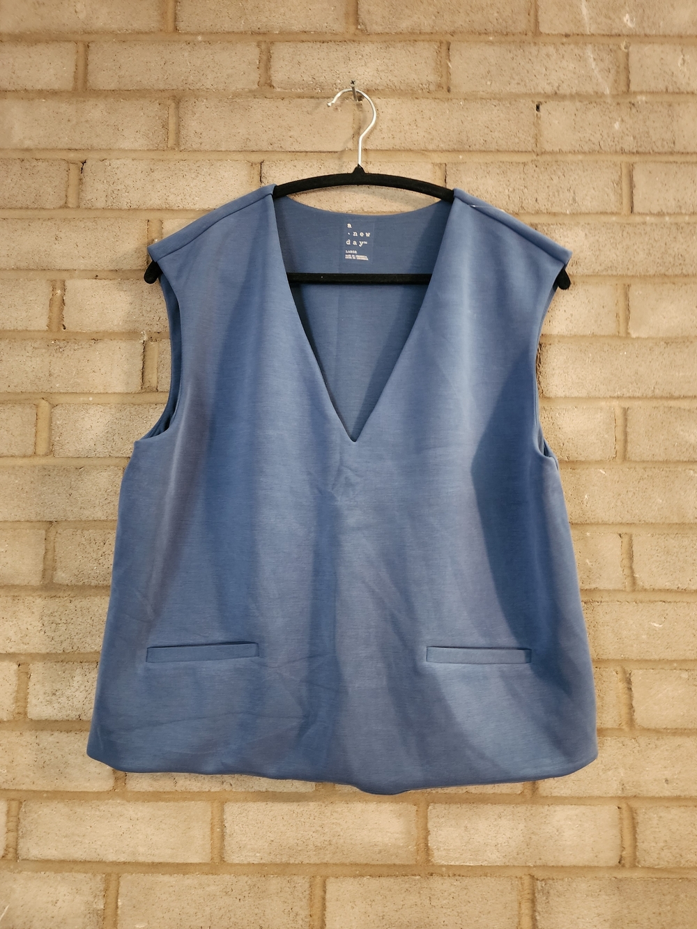 A New Day Sleeveless V-Neck Blue Top